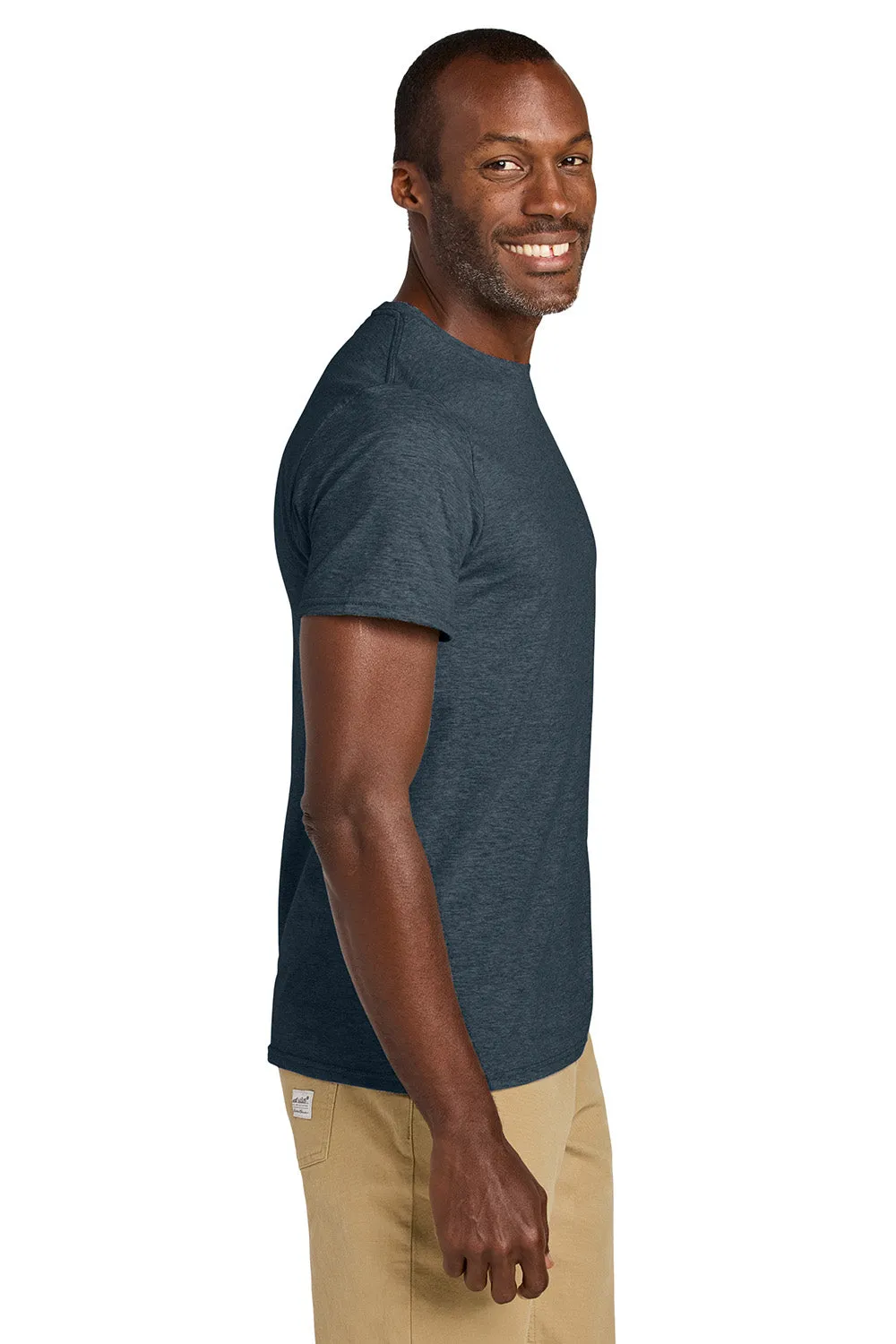 Jerzees Mens Classics Short Sleeve Crewneck T-Shirt - Heather Vintage Navy Blue