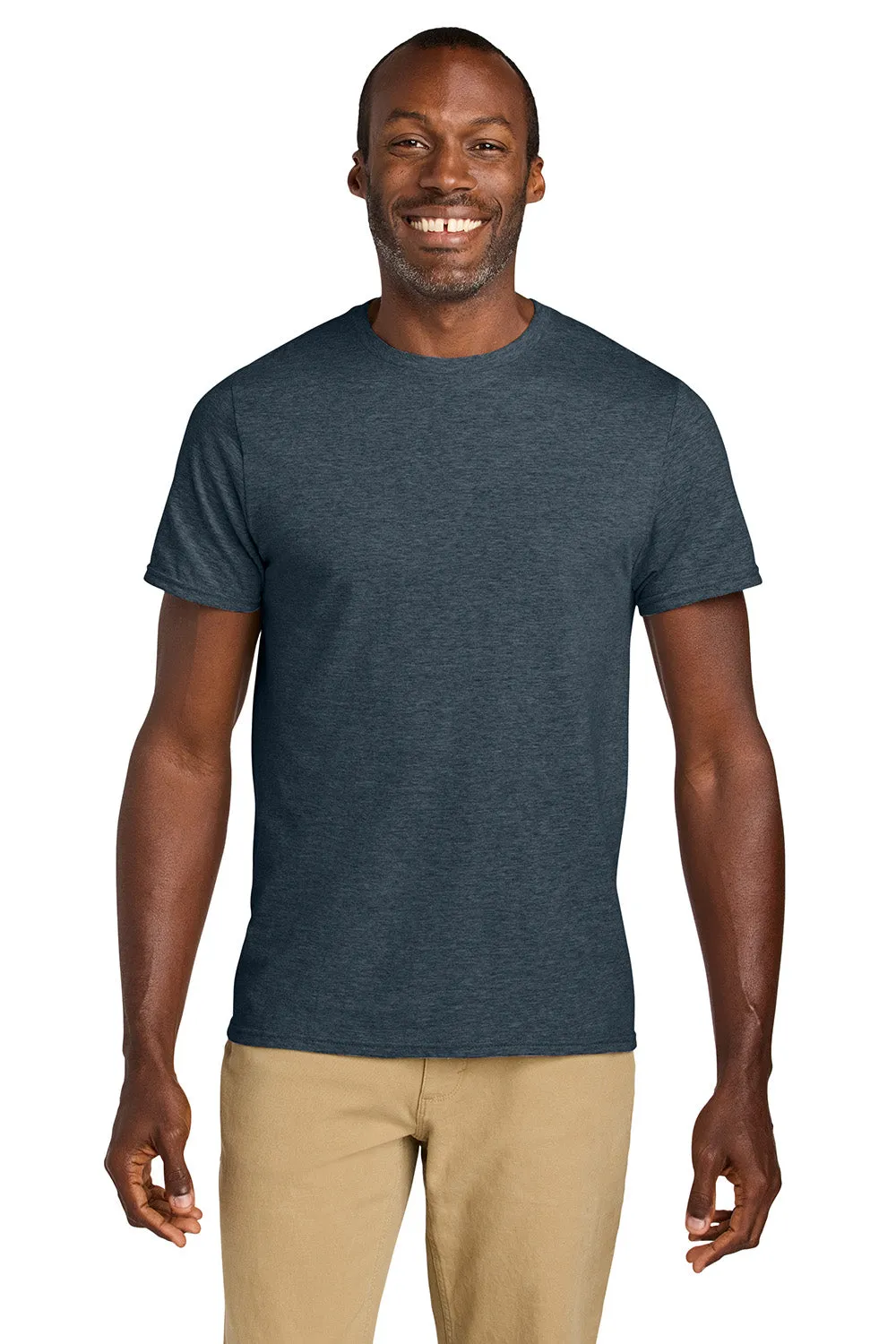 Jerzees Mens Classics Short Sleeve Crewneck T-Shirt - Heather Vintage Navy Blue