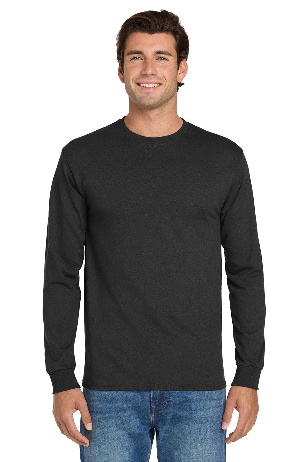 Jerzees Mens Dri-Power Moisture Wicking Long Sleeve Crewneck T-Shirt - Black