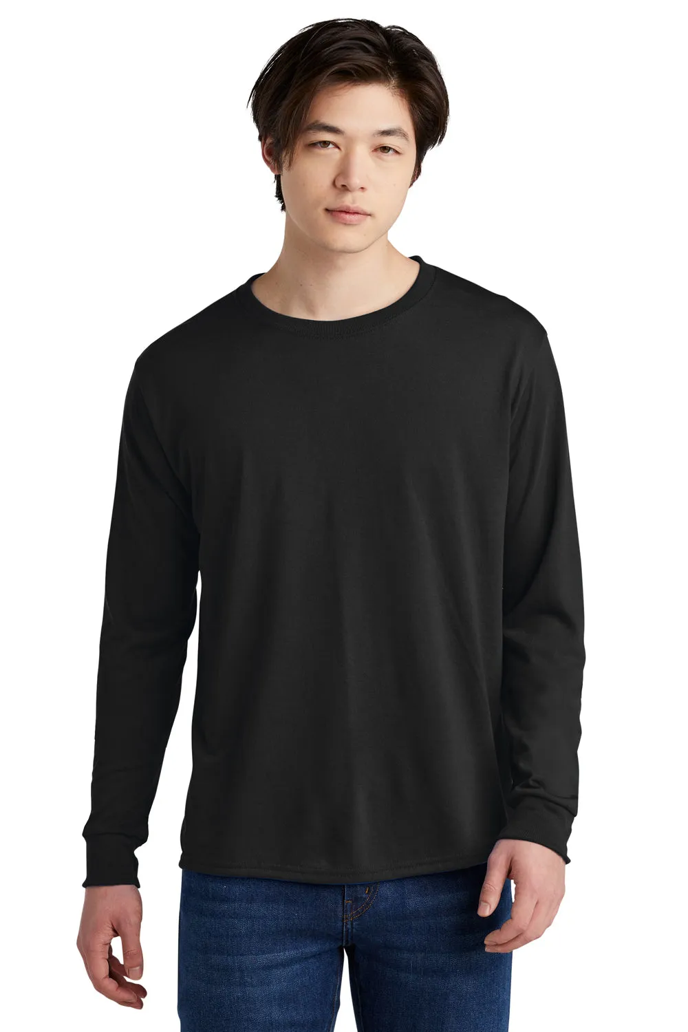 Jerzees Mens Dri-Power Moisture Wicking Long Sleeve Crewneck T-Shirt - Black