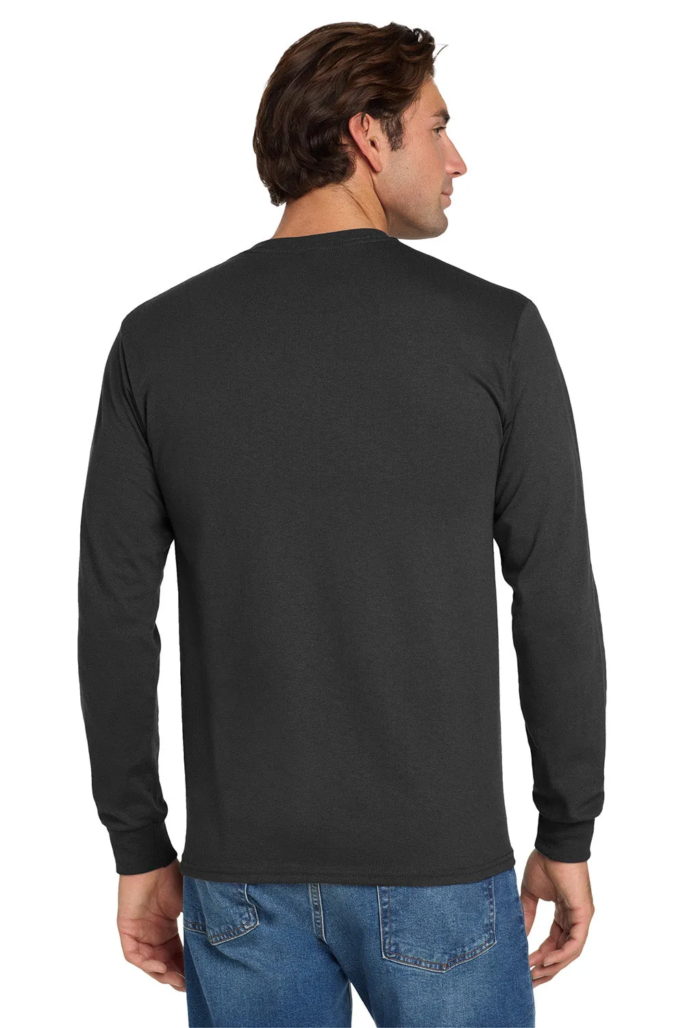 Jerzees Mens Dri-Power Moisture Wicking Long Sleeve Crewneck T-Shirt - Black