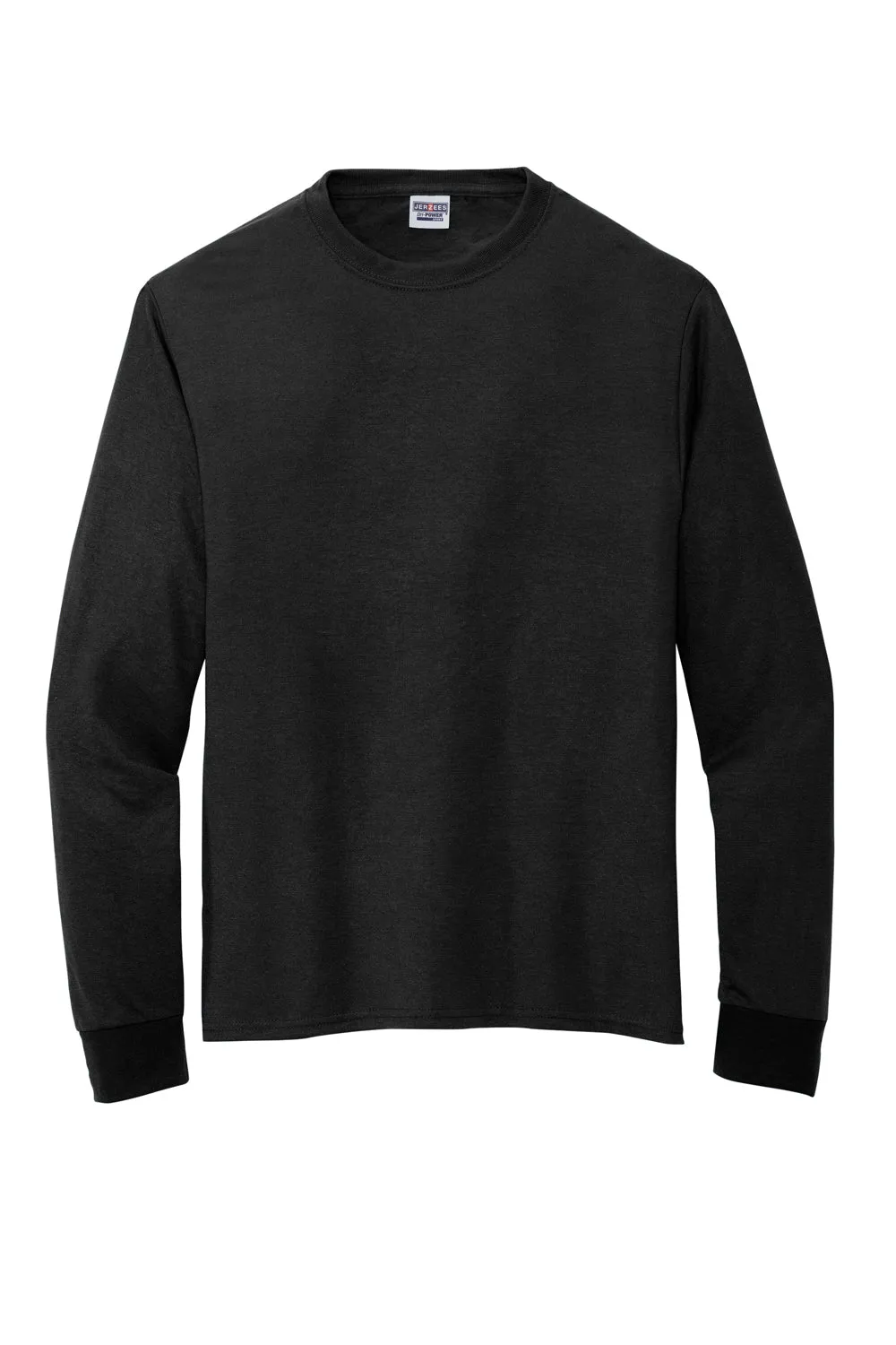 Jerzees Mens Dri-Power Moisture Wicking Long Sleeve Crewneck T-Shirt - Black