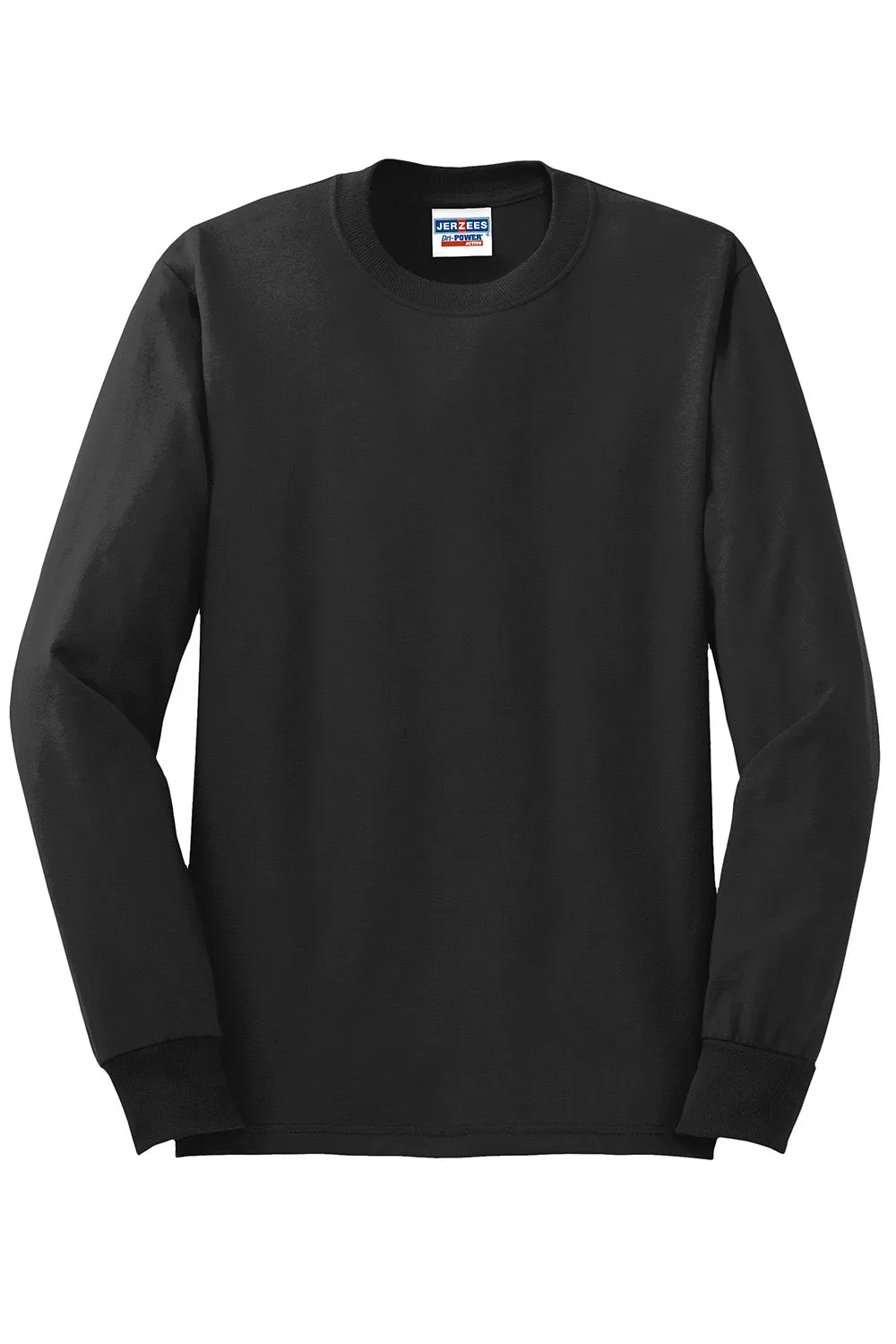 Jerzees Mens Dri-Power Moisture Wicking Long Sleeve Crewneck T-Shirt - Black