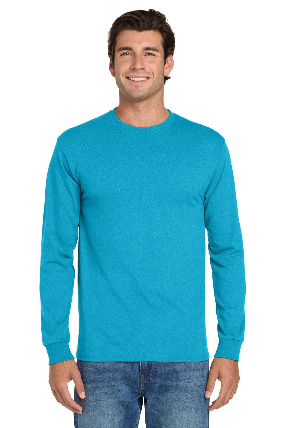 Jerzees Mens Dri-Power Moisture Wicking Long Sleeve Crewneck T-Shirt - California Blue