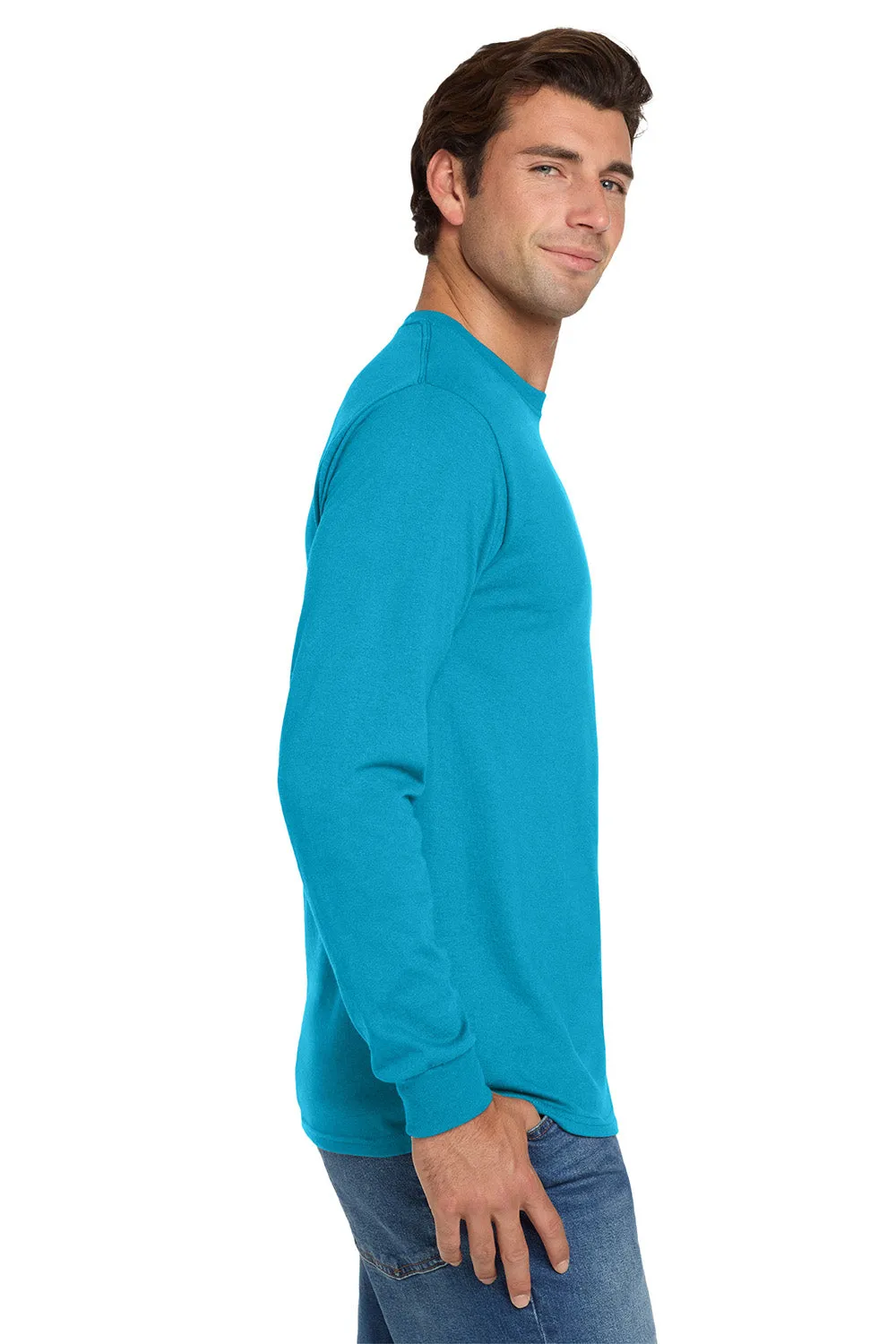 Jerzees Mens Dri-Power Moisture Wicking Long Sleeve Crewneck T-Shirt - California Blue