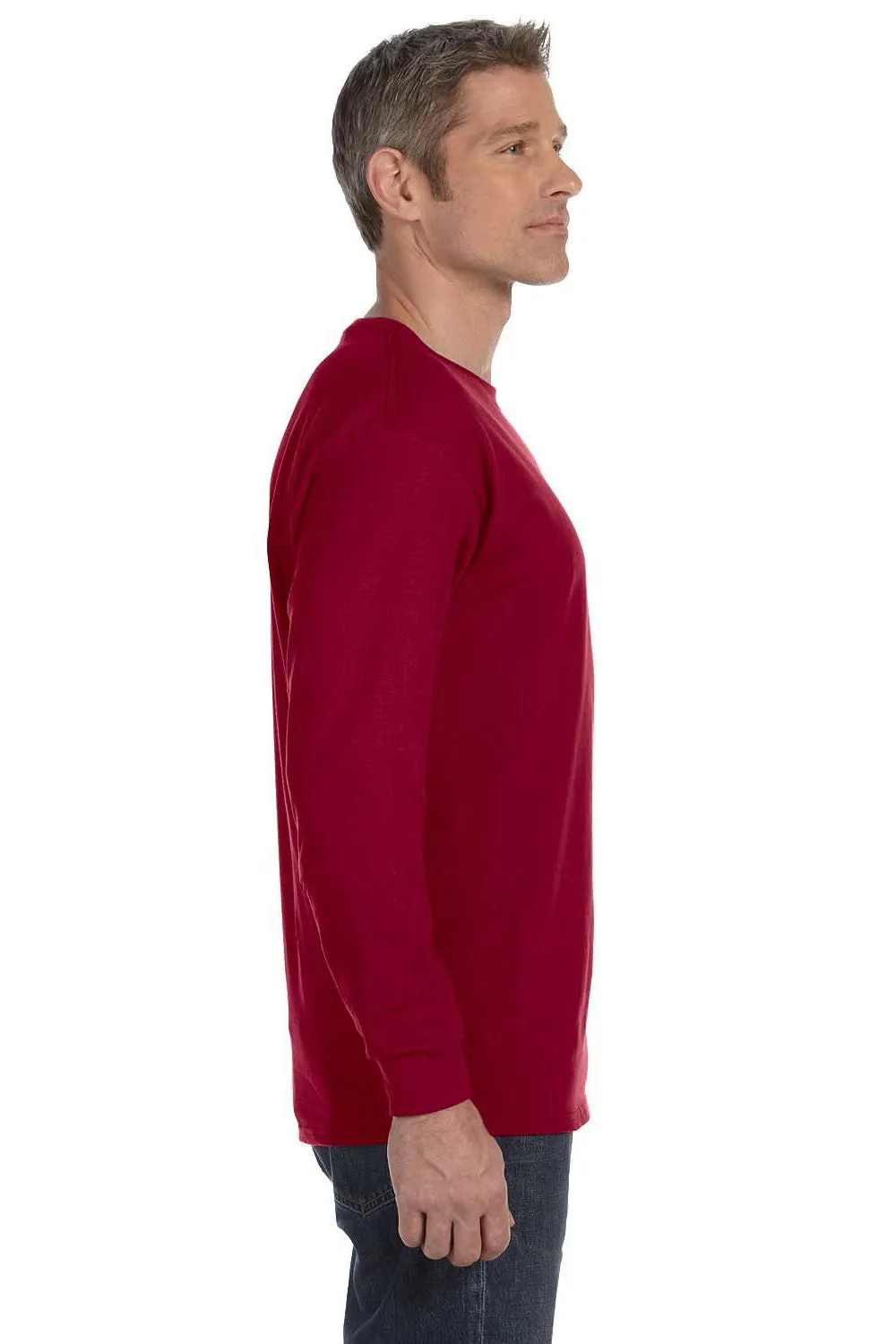 Jerzees Mens Dri-Power Moisture Wicking Long Sleeve Crewneck T-Shirt - Cardinal Red