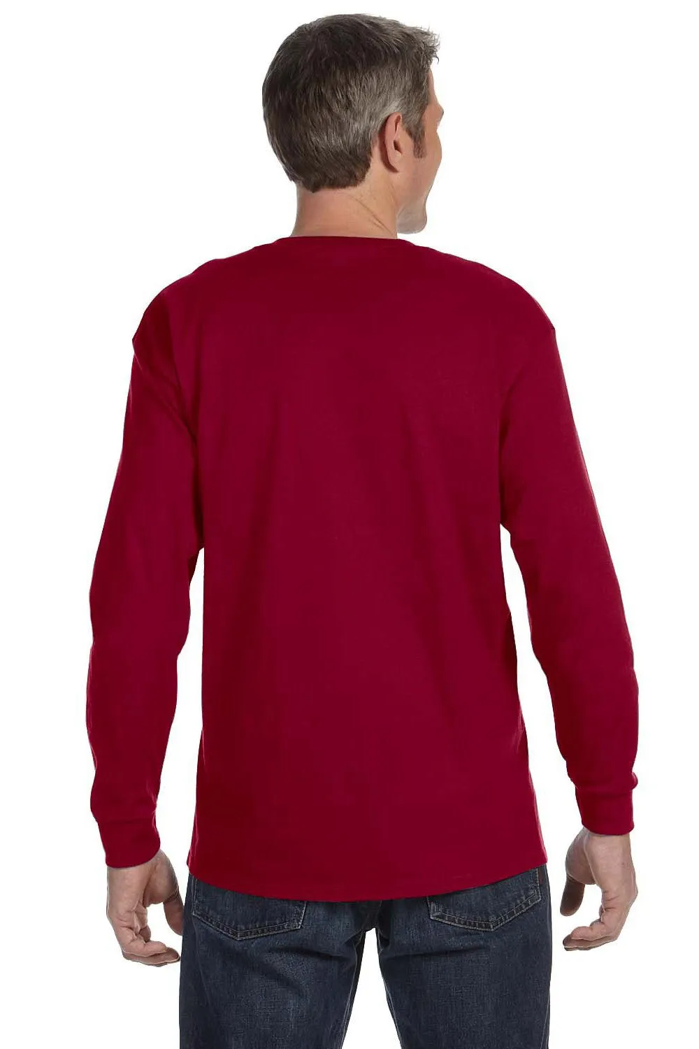 Jerzees Mens Dri-Power Moisture Wicking Long Sleeve Crewneck T-Shirt - Cardinal Red