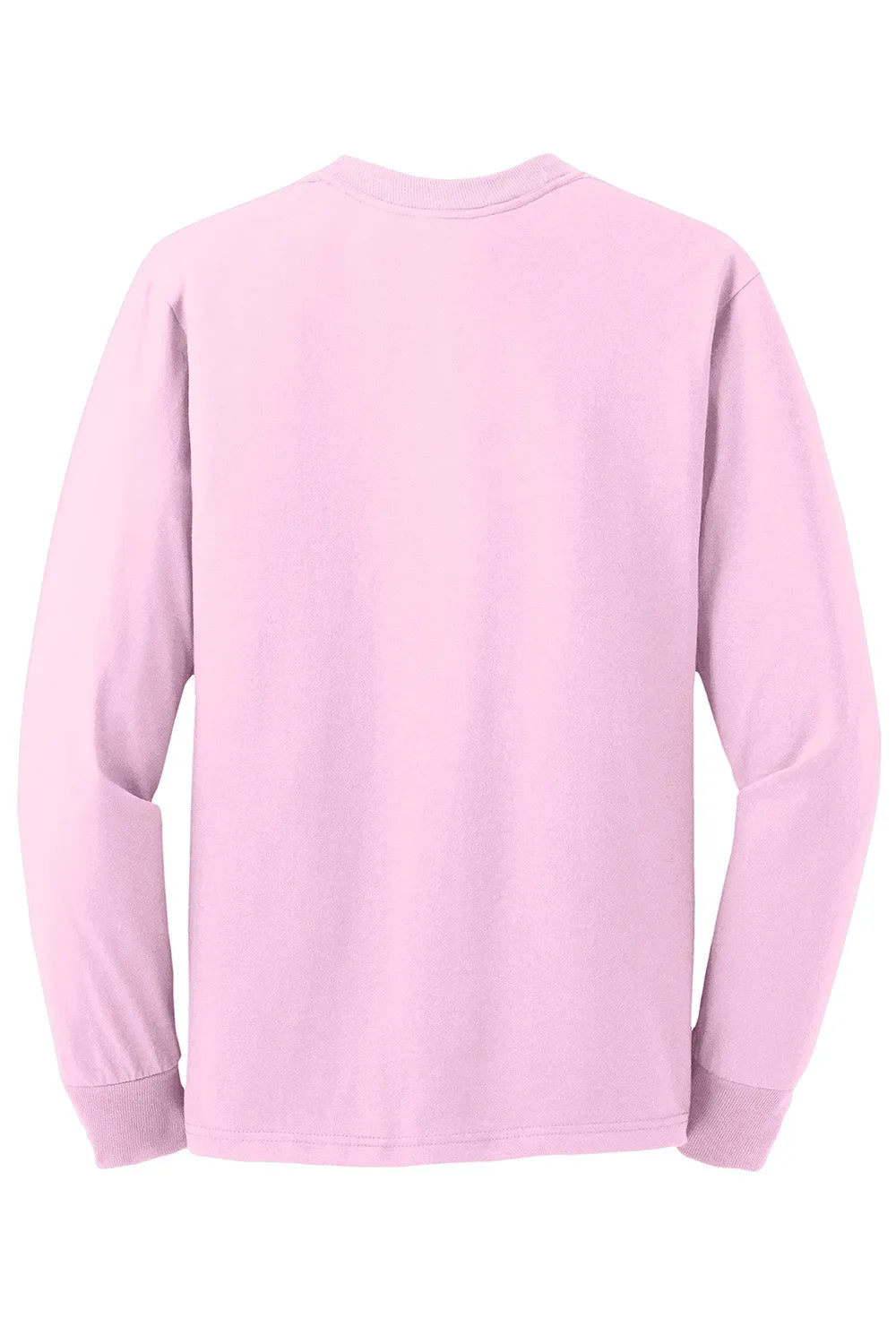 Jerzees Mens Dri-Power Moisture Wicking Long Sleeve Crewneck T-Shirt - Classic Pink