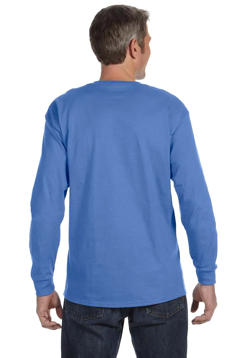 Jerzees Mens Dri-Power Moisture Wicking Long Sleeve Crewneck T-Shirt - Columbia Blue