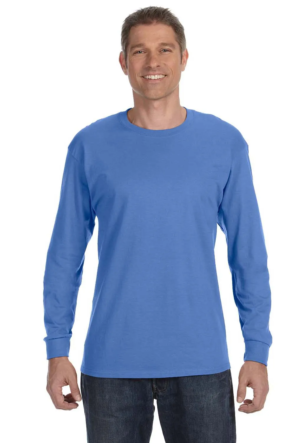 Jerzees Mens Dri-Power Moisture Wicking Long Sleeve Crewneck T-Shirt - Columbia Blue