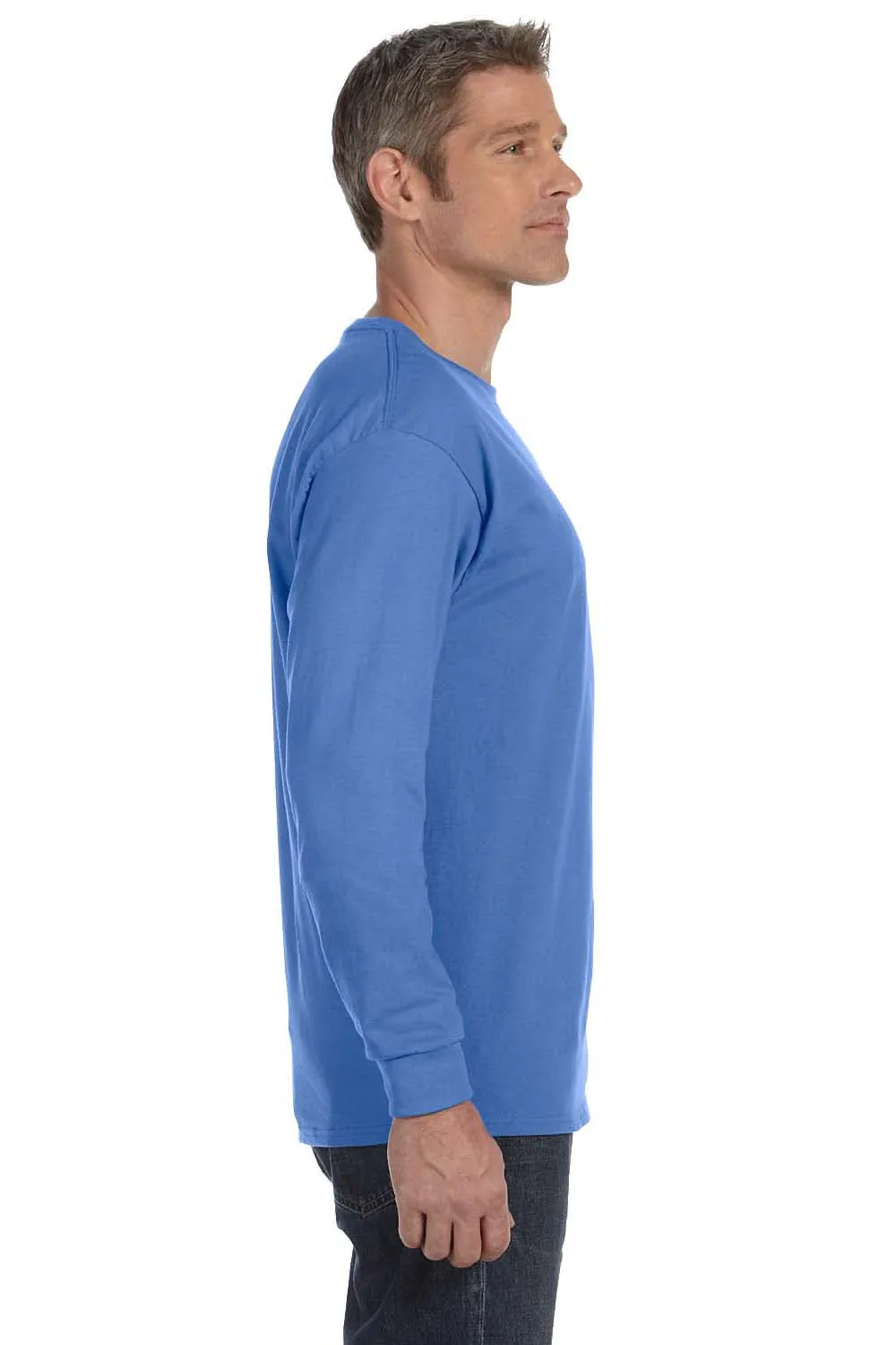 Jerzees Mens Dri-Power Moisture Wicking Long Sleeve Crewneck T-Shirt - Columbia Blue