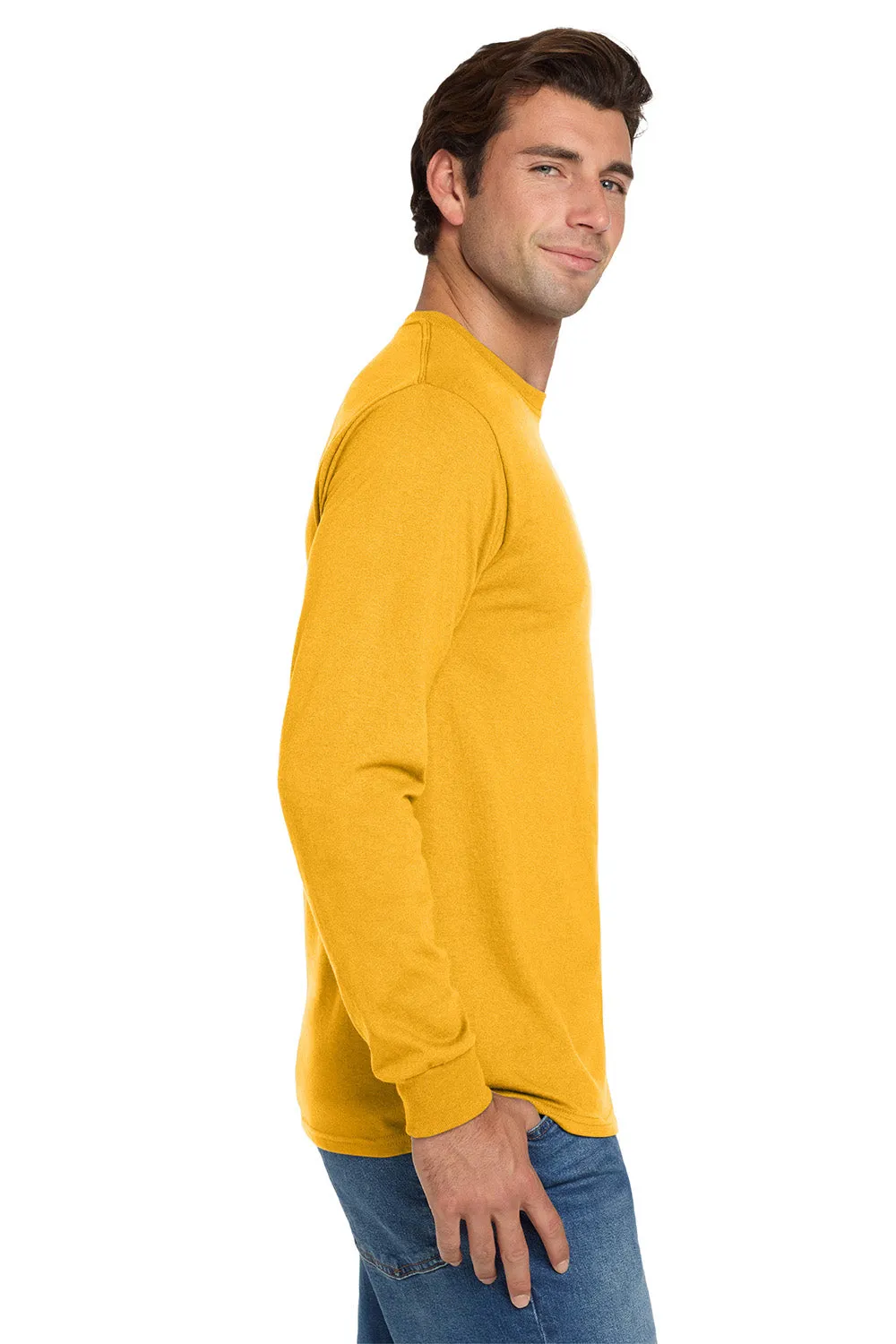 Jerzees Mens Dri-Power Moisture Wicking Long Sleeve Crewneck T-Shirt - Gold