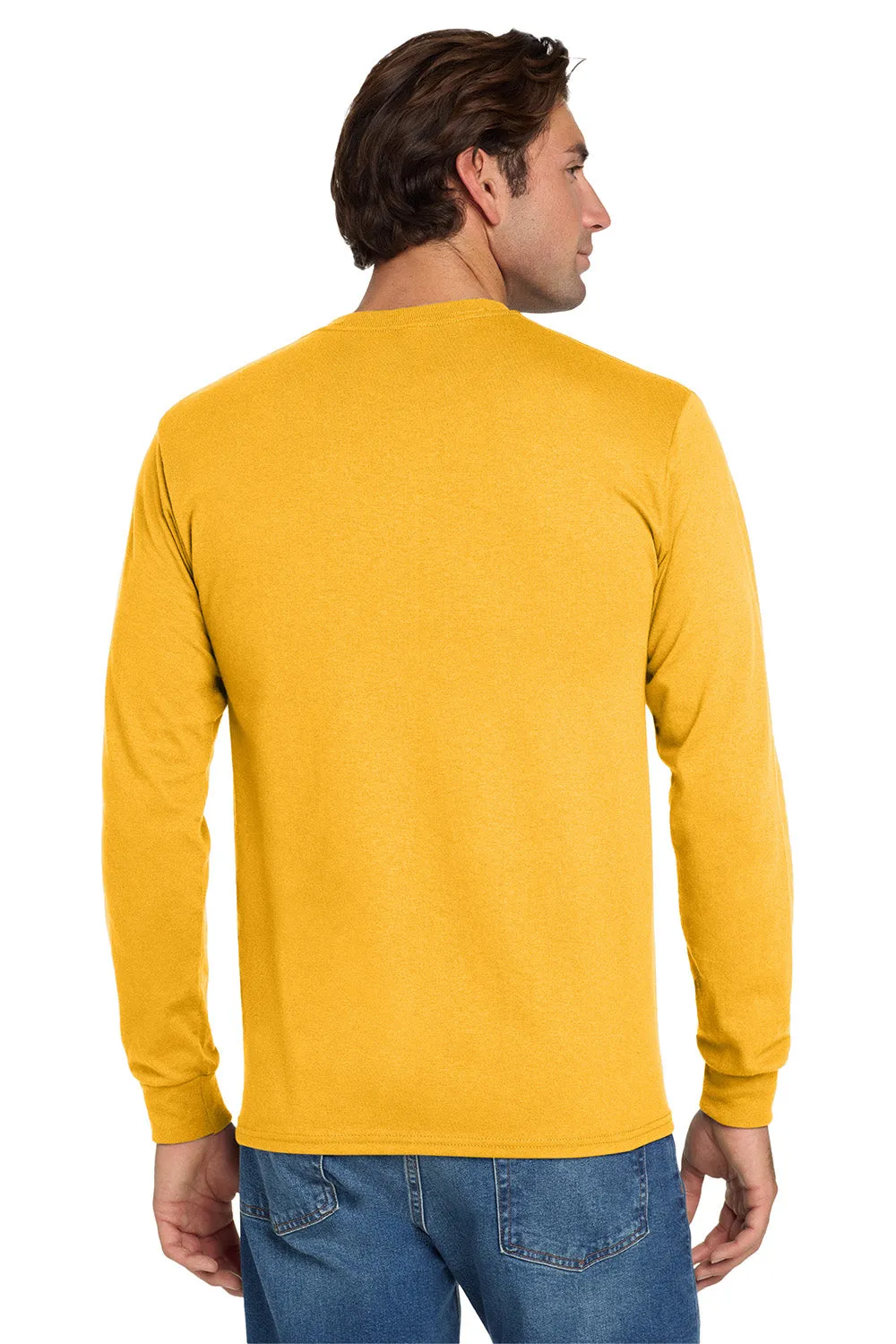 Jerzees Mens Dri-Power Moisture Wicking Long Sleeve Crewneck T-Shirt - Gold