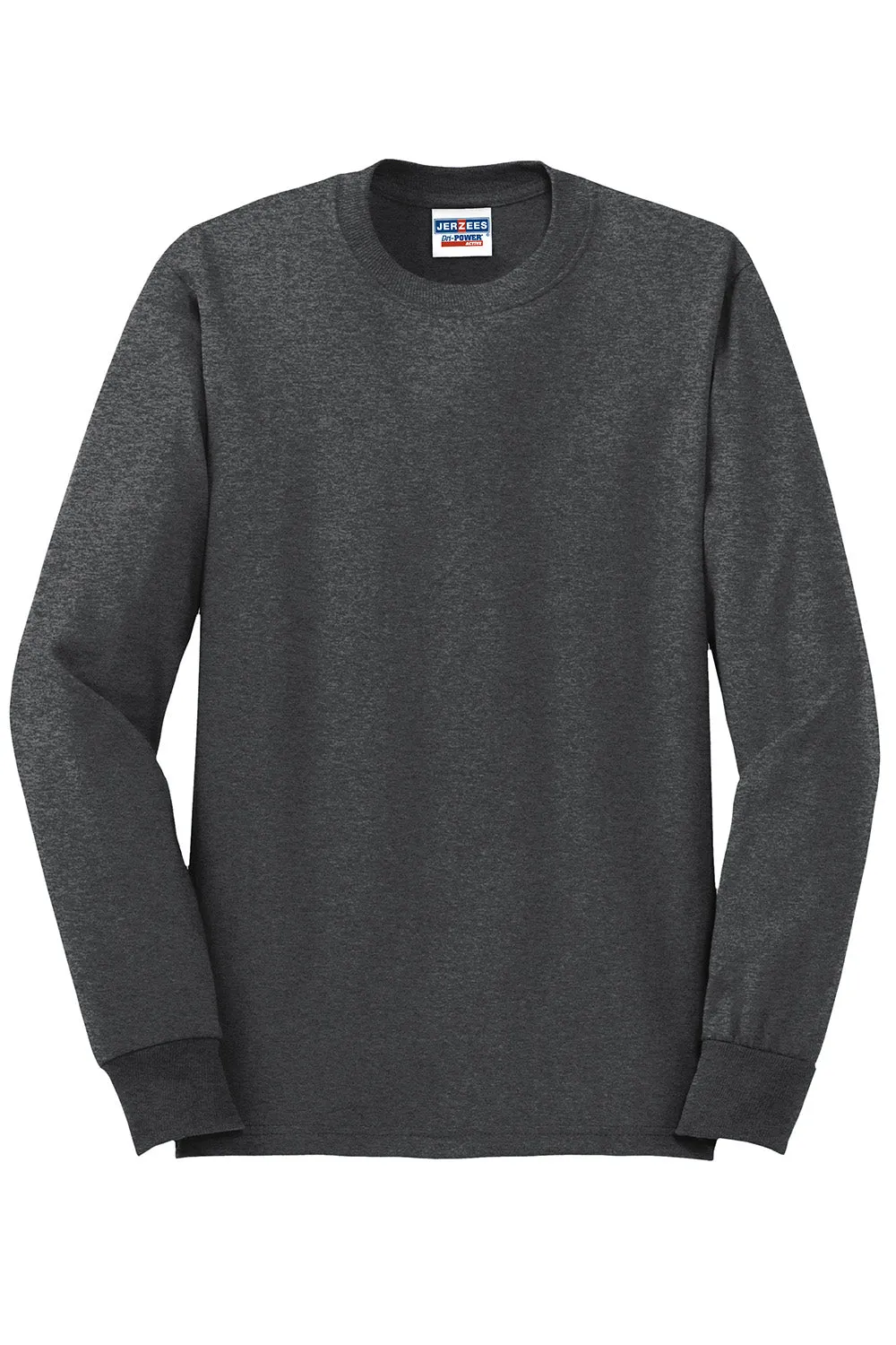 Jerzees Mens Dri-Power Moisture Wicking Long Sleeve Crewneck T-Shirt - Heather Black