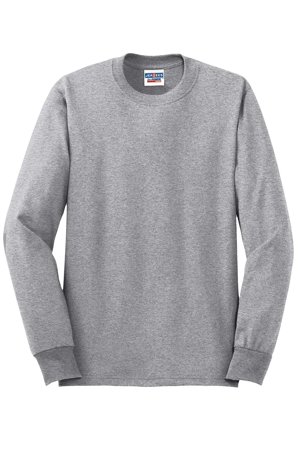 Jerzees Mens Dri-Power Moisture Wicking Long Sleeve Crewneck T-Shirt - Heather Grey