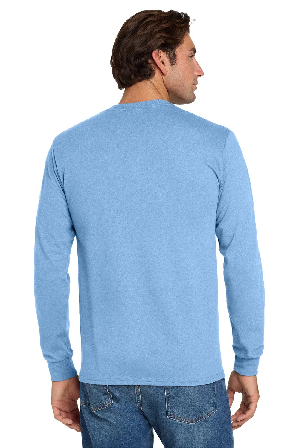 Jerzees Mens Dri-Power Moisture Wicking Long Sleeve Crewneck T-Shirt - Light Blue