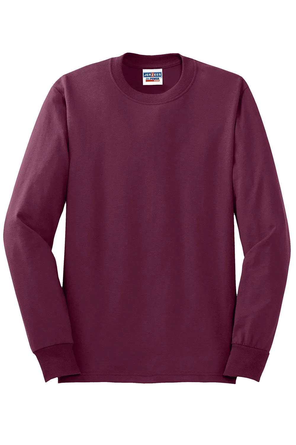 Jerzees Mens Dri-Power Moisture Wicking Long Sleeve Crewneck T-Shirt - Maroon