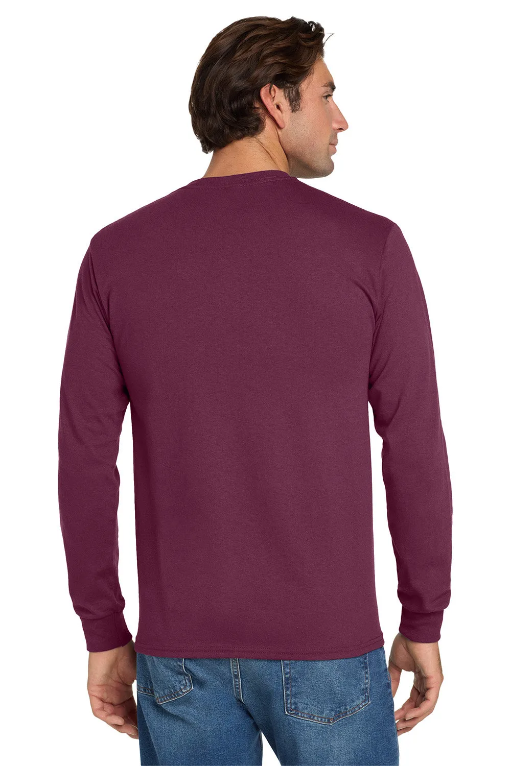 Jerzees Mens Dri-Power Moisture Wicking Long Sleeve Crewneck T-Shirt - Maroon