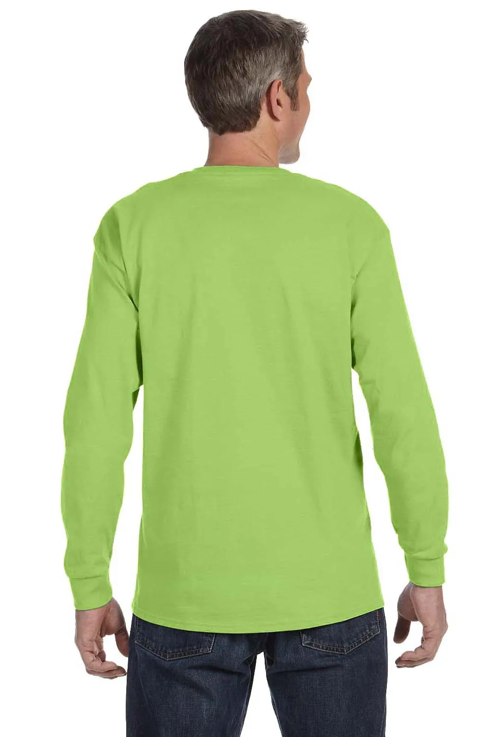 Jerzees Mens Dri-Power Moisture Wicking Long Sleeve Crewneck T-Shirt - Neon Green