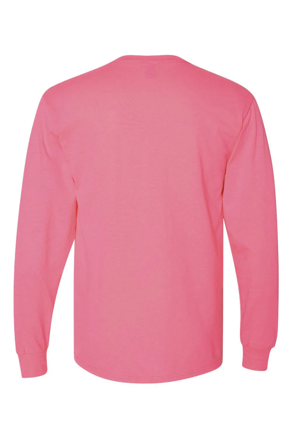 Jerzees Mens Dri-Power Moisture Wicking Long Sleeve Crewneck T-Shirt - Neon Pink