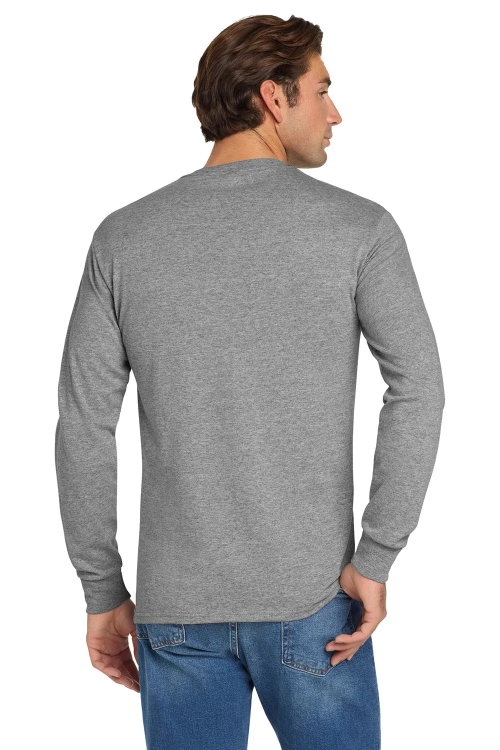 Jerzees Mens Dri-Power Moisture Wicking Long Sleeve Crewneck T-Shirt - Oxford Grey