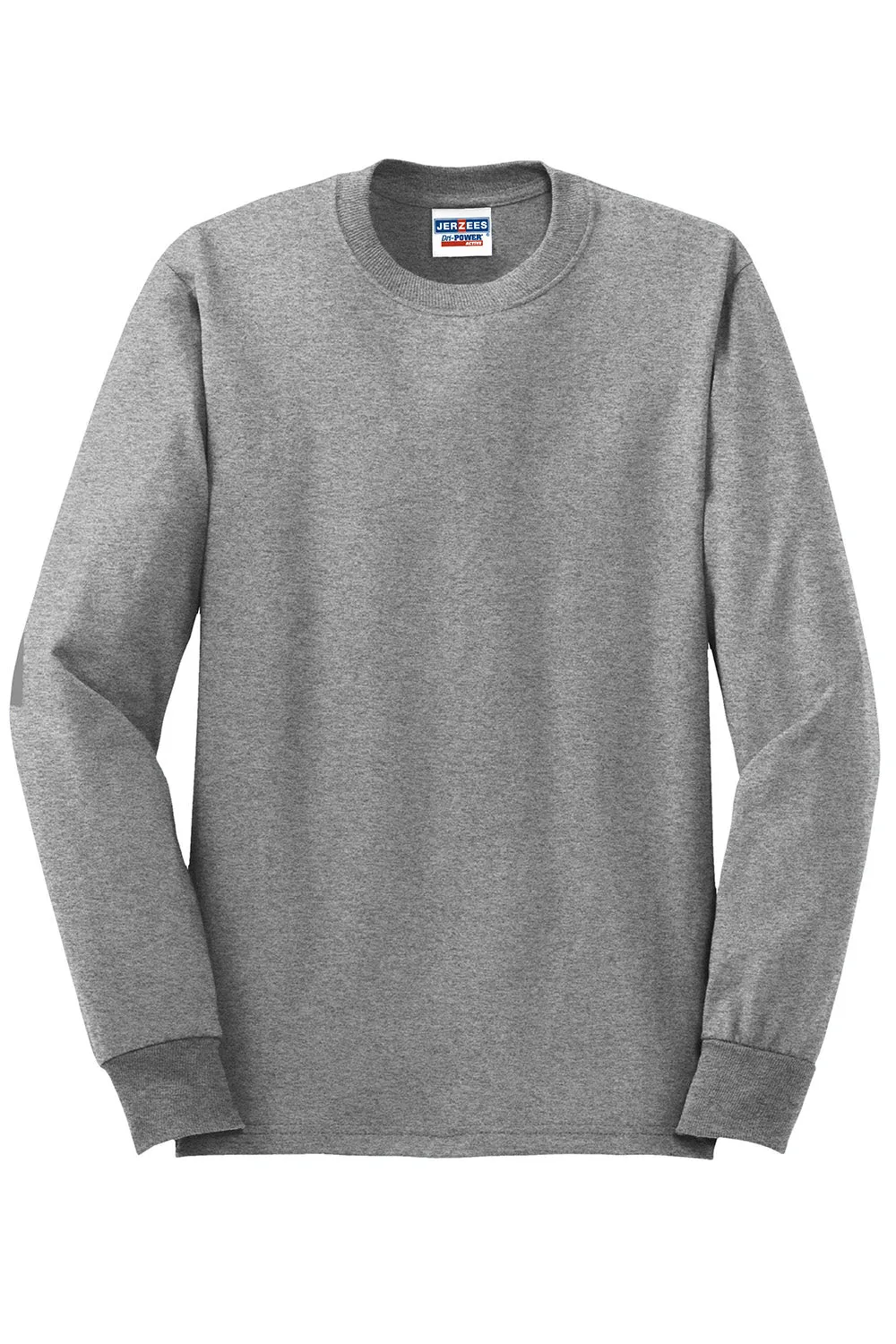 Jerzees Mens Dri-Power Moisture Wicking Long Sleeve Crewneck T-Shirt - Oxford Grey