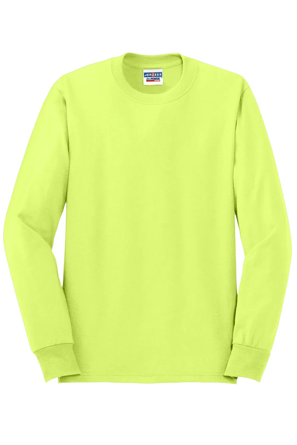 Jerzees Mens Dri-Power Moisture Wicking Long Sleeve Crewneck T-Shirt - Safety Green