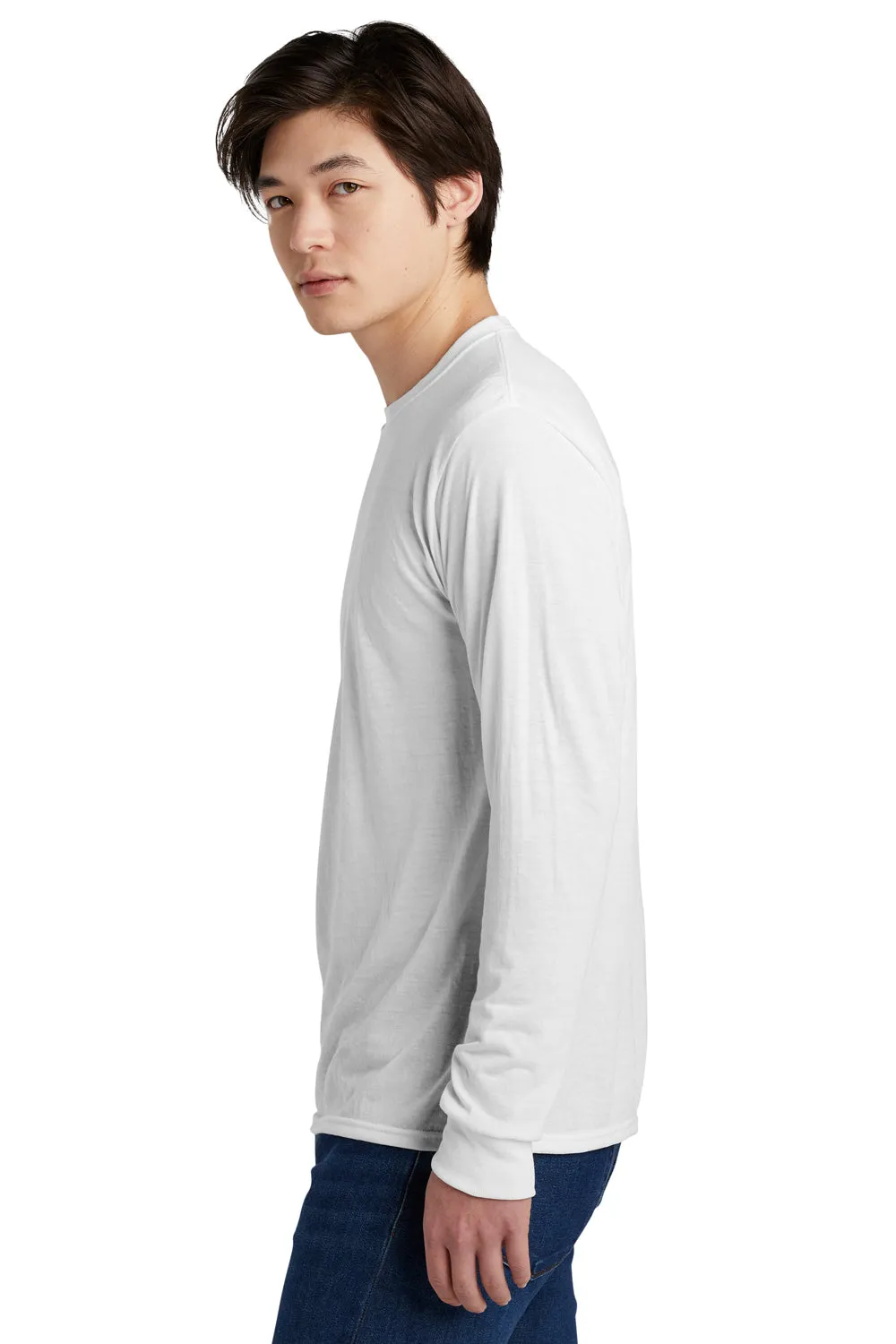 Jerzees Mens Dri-Power Moisture Wicking Long Sleeve Crewneck T-Shirt - White