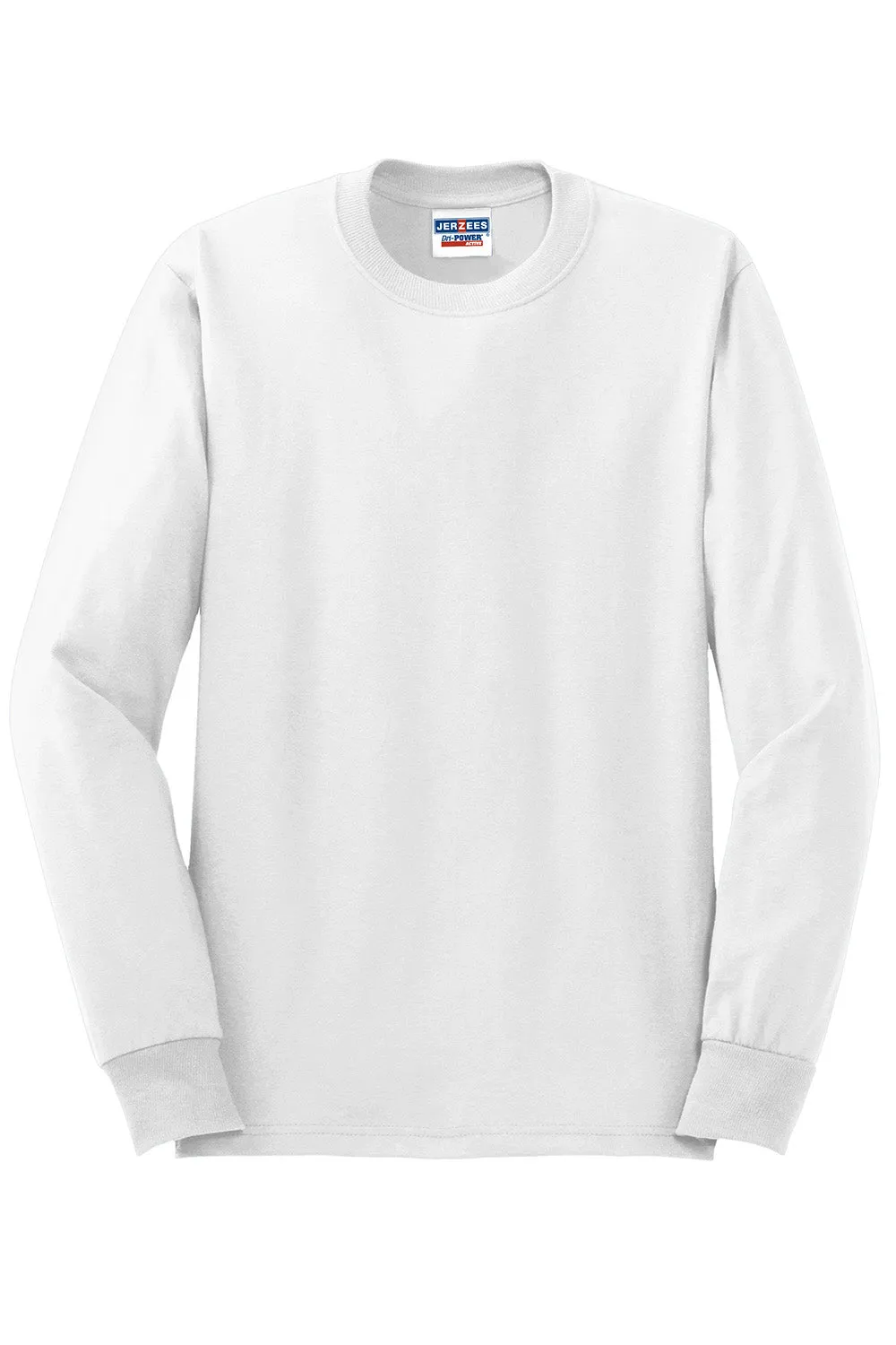 Jerzees Mens Dri-Power Moisture Wicking Long Sleeve Crewneck T-Shirt - White
