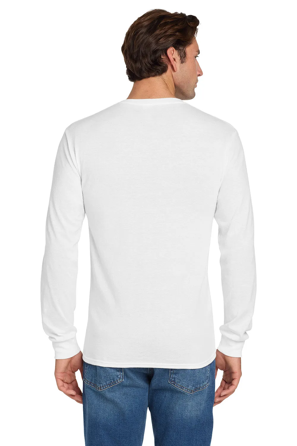 Jerzees Mens Dri-Power Moisture Wicking Long Sleeve Crewneck T-Shirt - White