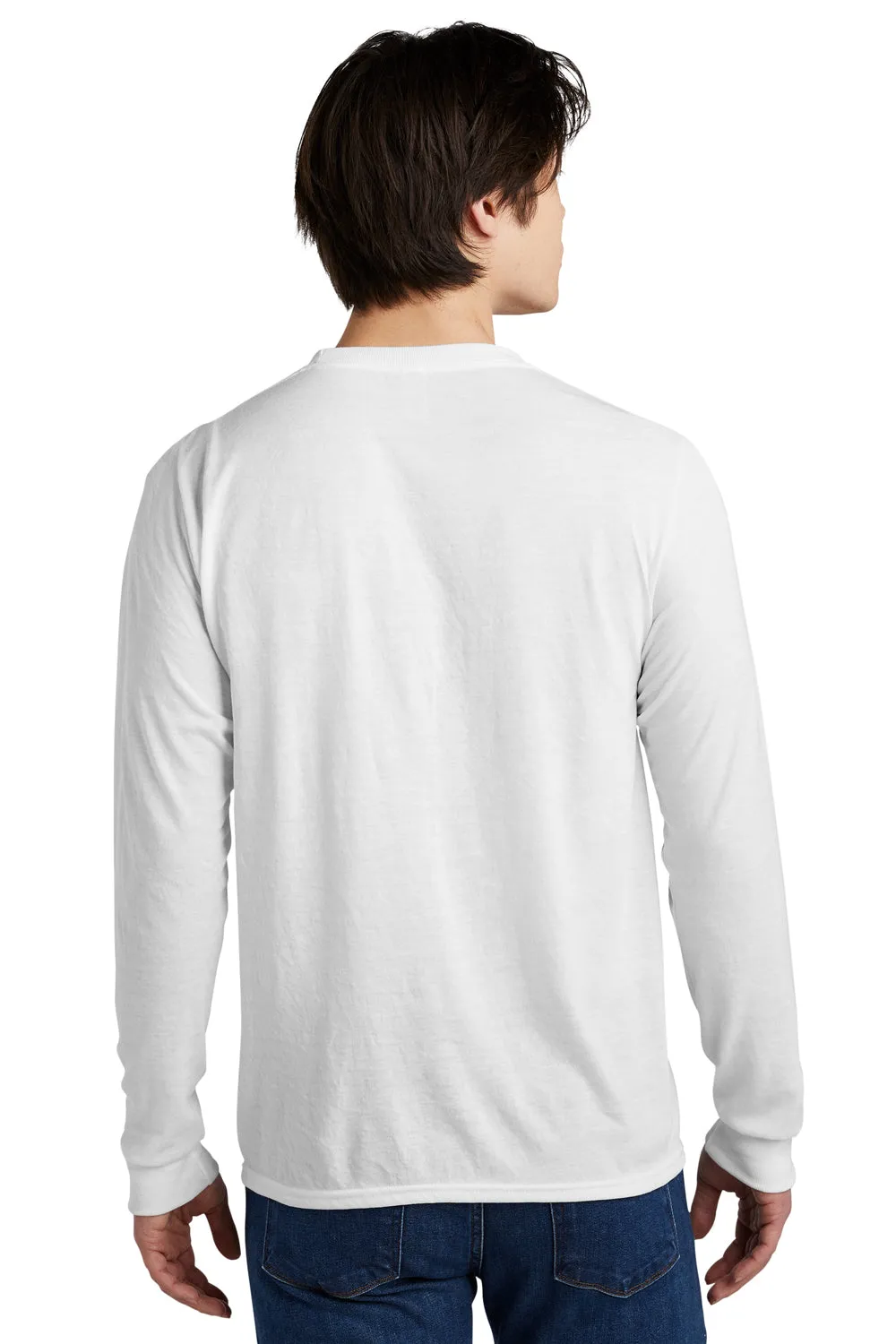 Jerzees Mens Dri-Power Moisture Wicking Long Sleeve Crewneck T-Shirt - White
