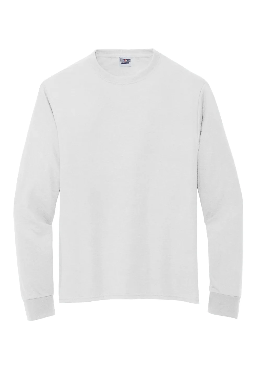 Jerzees Mens Dri-Power Moisture Wicking Long Sleeve Crewneck T-Shirt - White
