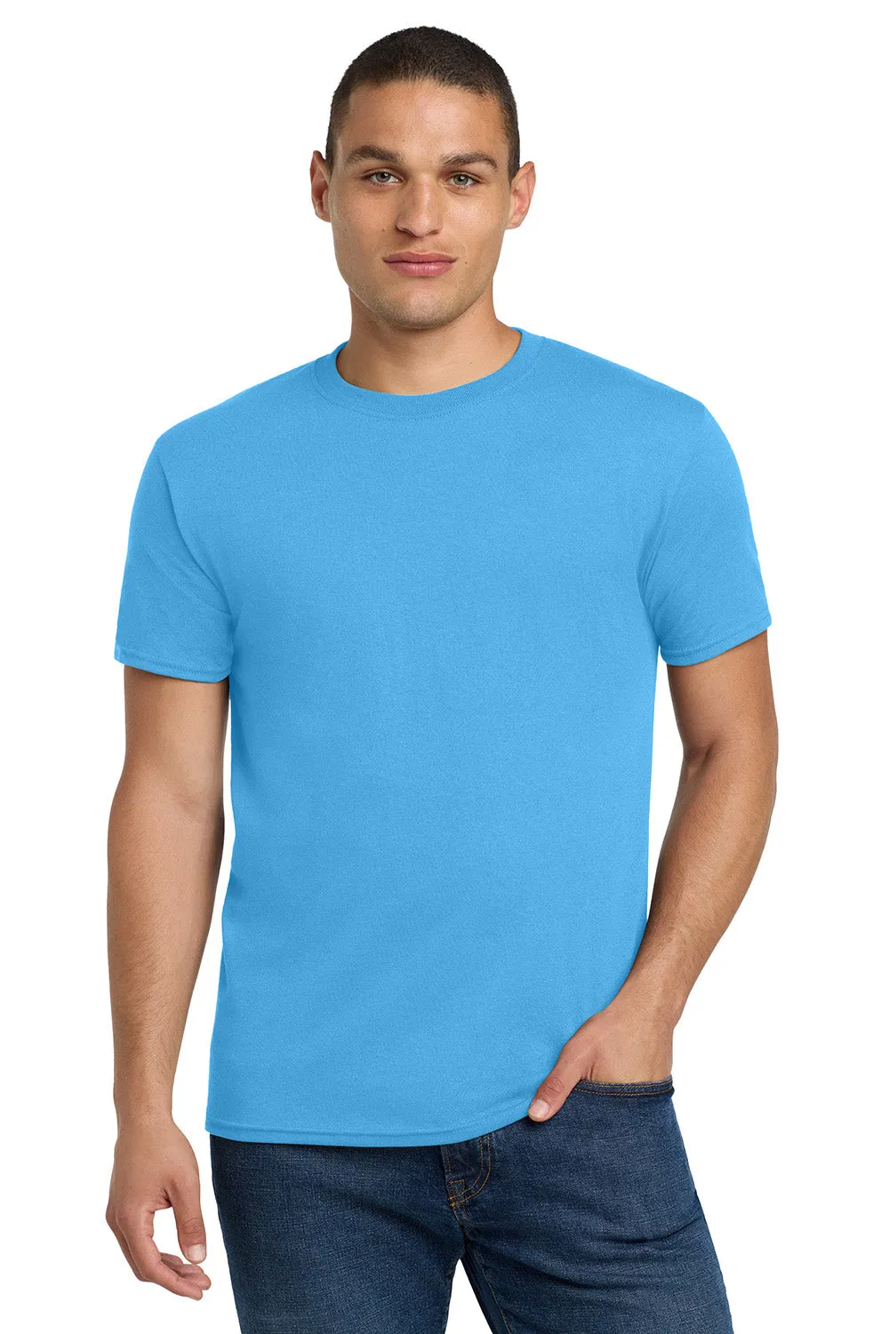 Jerzees Mens Dri-Power Moisture Wicking Short Sleeve Crewneck T-Shirt - Aquatic Blue