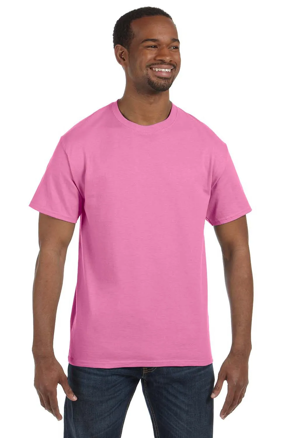 Jerzees Mens Dri-Power Moisture Wicking Short Sleeve Crewneck T-Shirt - Azalea Pink