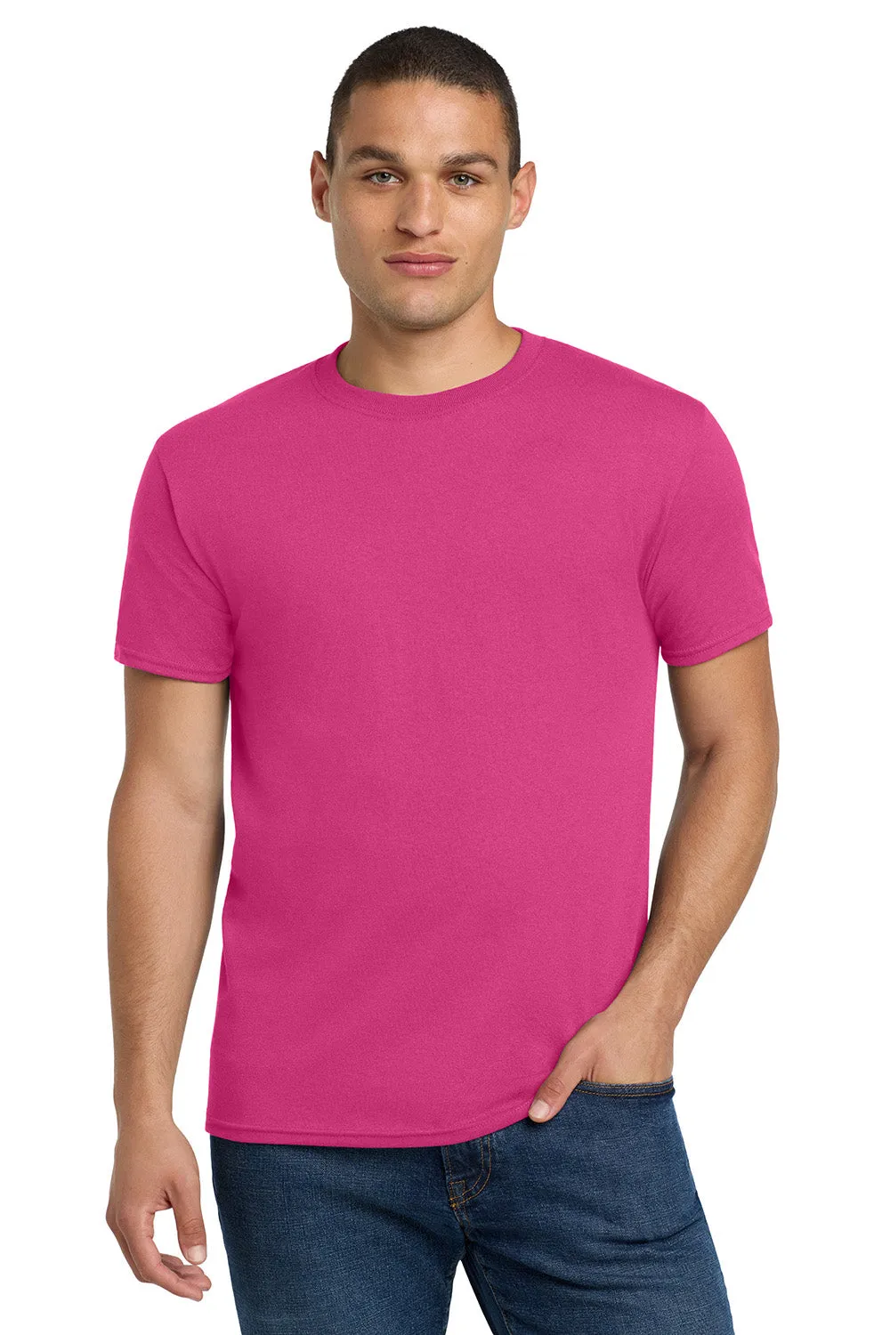 Jerzees Mens Dri-Power Moisture Wicking Short Sleeve Crewneck T-Shirt - Cyber Pink