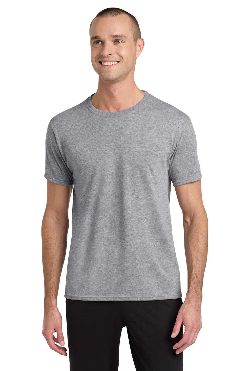 Jerzees Mens Dri-Power Moisture Wicking Short Sleeve Crewneck T-Shirt - Heather Grey