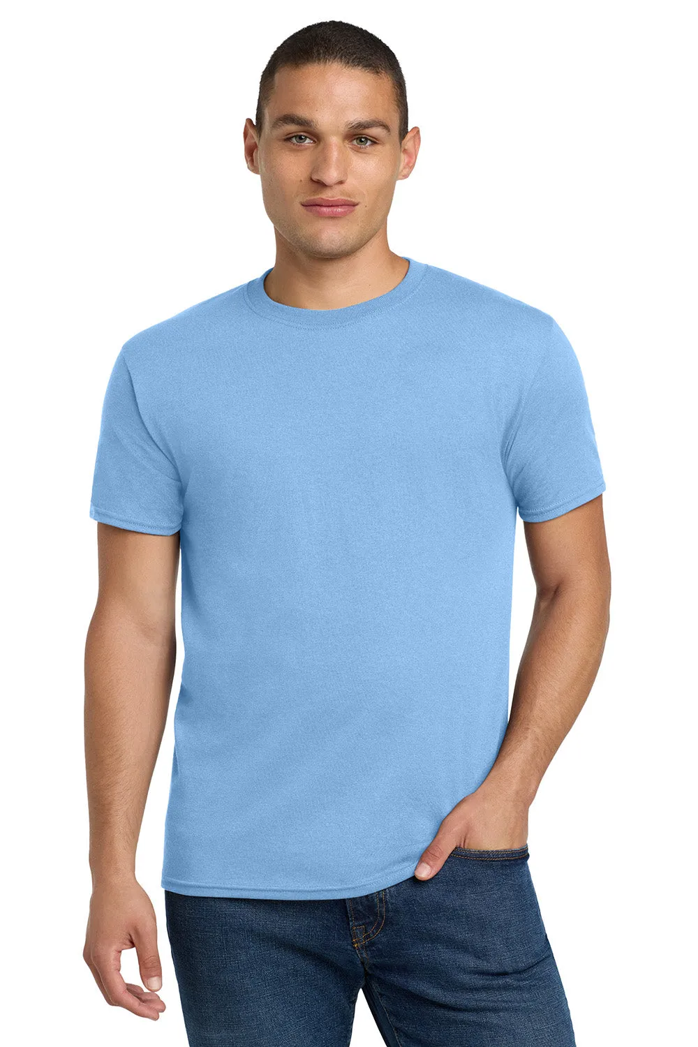 Jerzees Mens Dri-Power Moisture Wicking Short Sleeve Crewneck T-Shirt - Light Blue