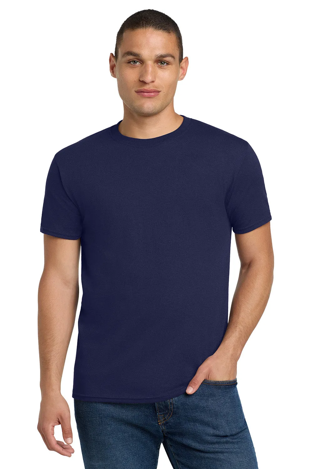 Jerzees Mens Dri-Power Moisture Wicking Short Sleeve Crewneck T-Shirt - Navy Blue