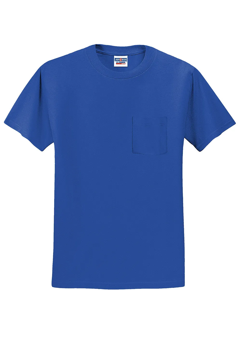 Jerzees Mens Dri-Power Moisture Wicking Short Sleeve Crewneck T-Shirt w/ Pocket - Royal Blue