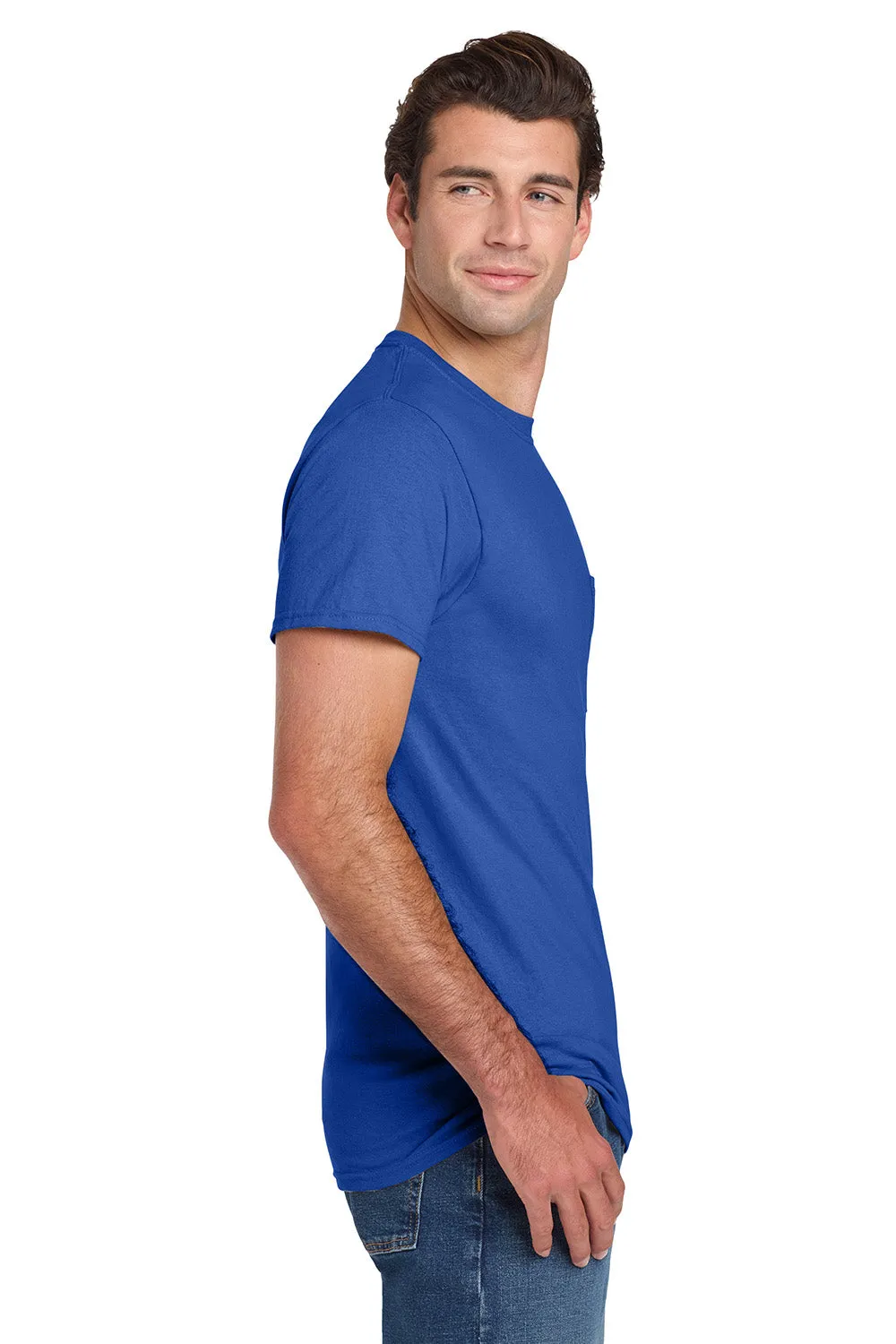Jerzees Mens Dri-Power Moisture Wicking Short Sleeve Crewneck T-Shirt w/ Pocket - Royal Blue