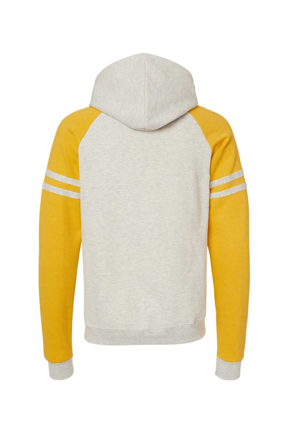 Jerzees Mens NuBlend Fleece Varsity Colorblock Hooded Sweatshirt Hoodie w/ Pouch Pocket - Heather Oatmeal/Mustard Yellow