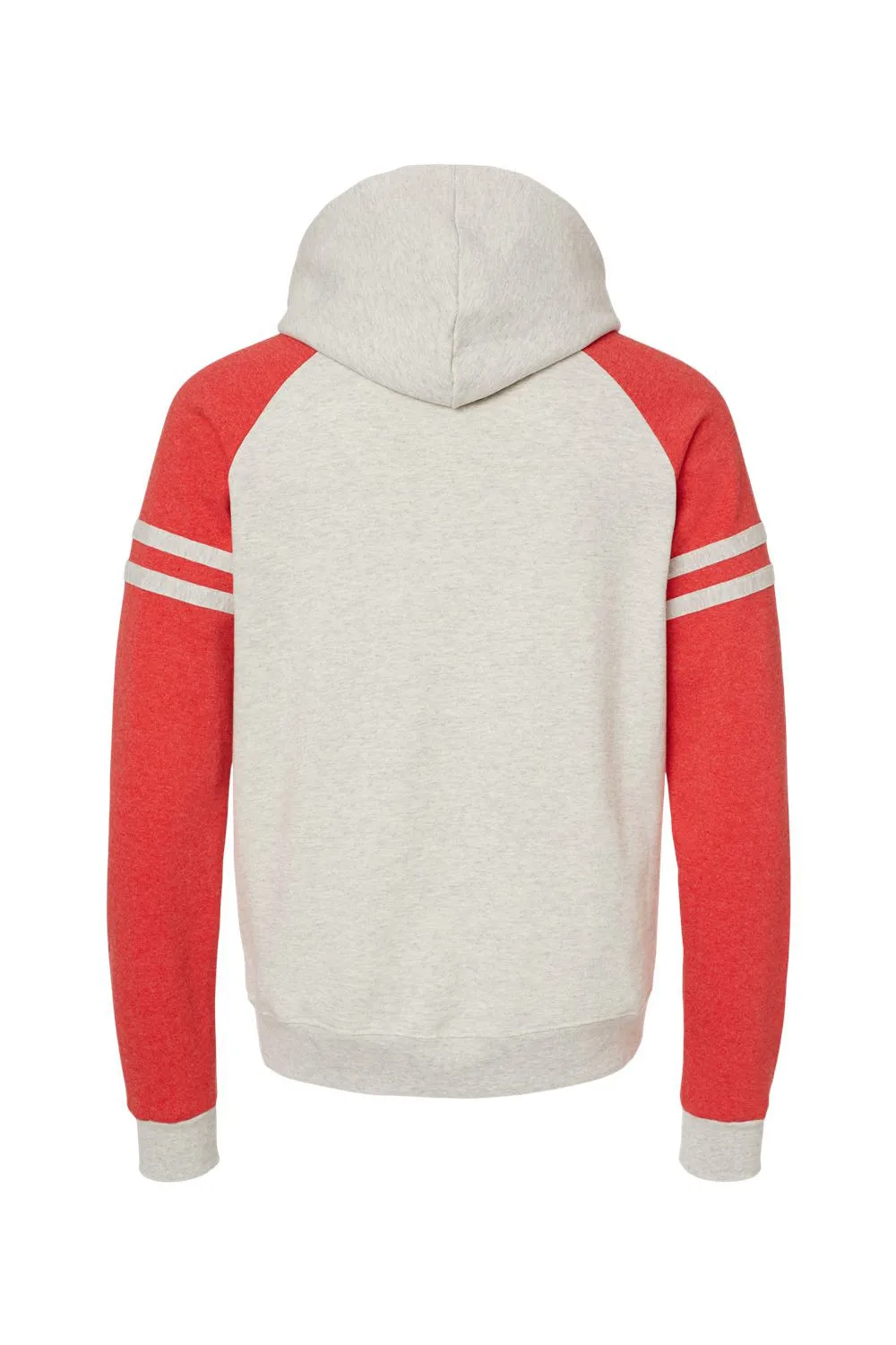 Jerzees Mens NuBlend Fleece Varsity Colorblock Hooded Sweatshirt Hoodie w/ Pouch Pocket - Heather Oatmeal/Red