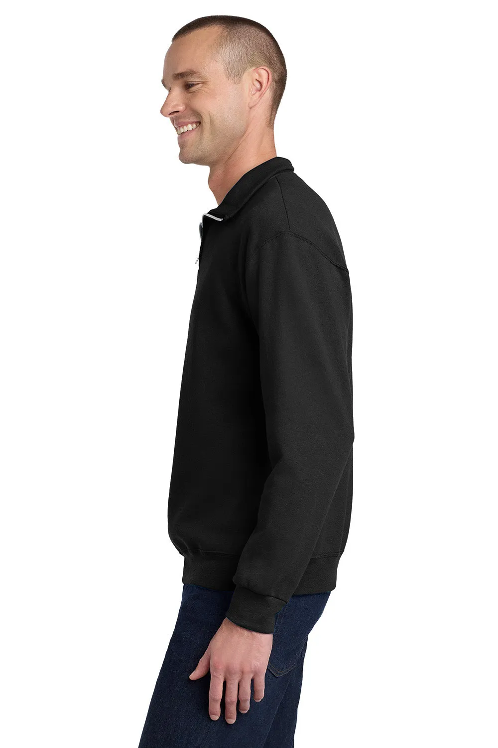 Jerzees Mens NuBlend Pill Resistant Fleece 1/4 Zip Sweatshirt - Black
