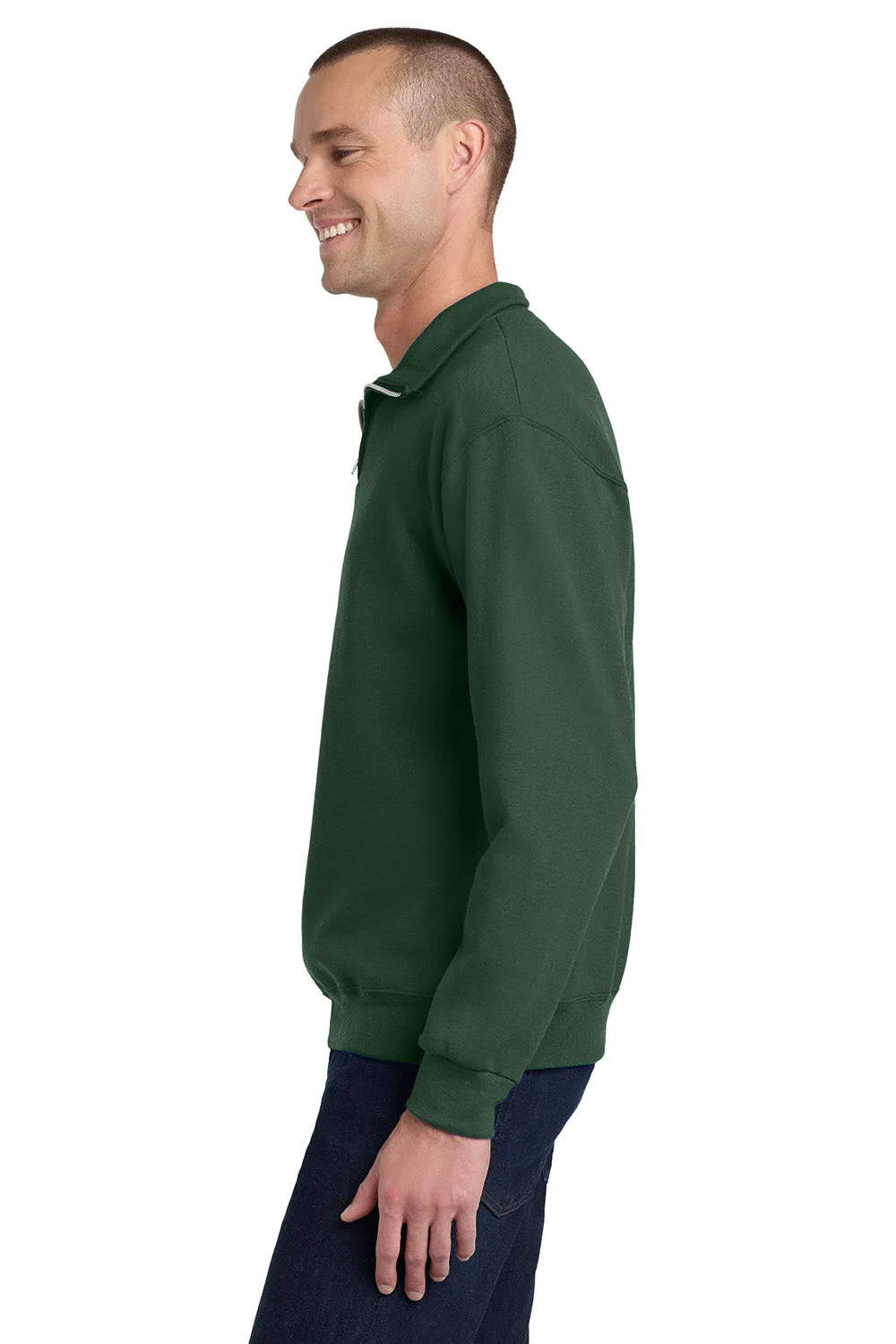 Jerzees Mens NuBlend Pill Resistant Fleece 1/4 Zip Sweatshirt - Forest Green