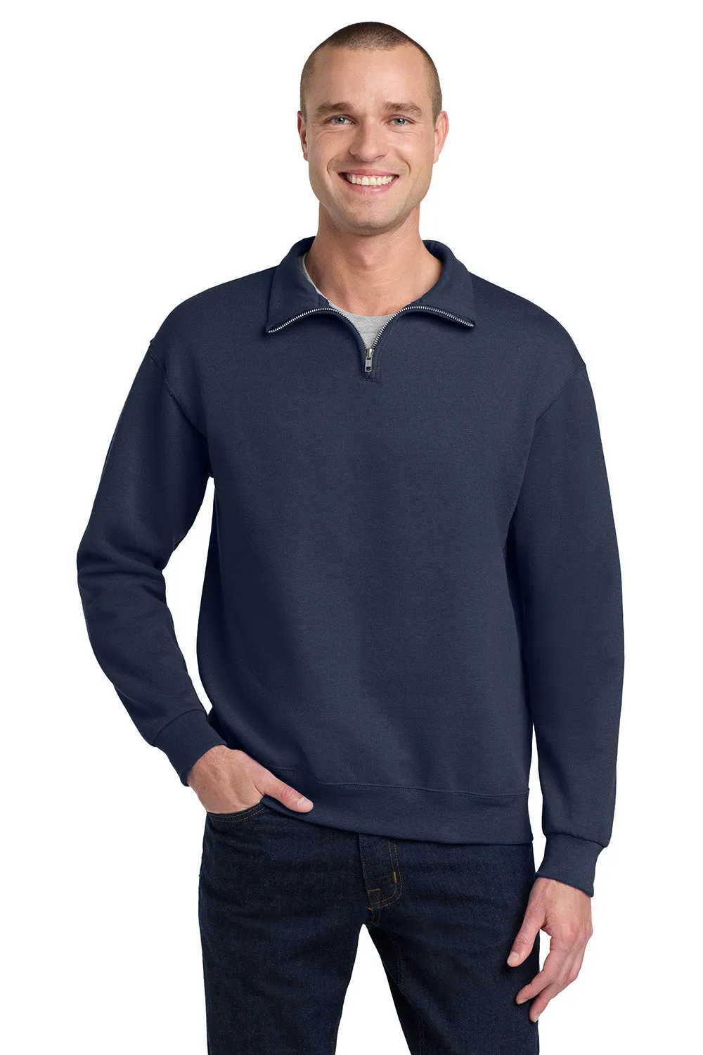 Jerzees Mens NuBlend Pill Resistant Fleece 1/4 Zip Sweatshirt - Navy Blue