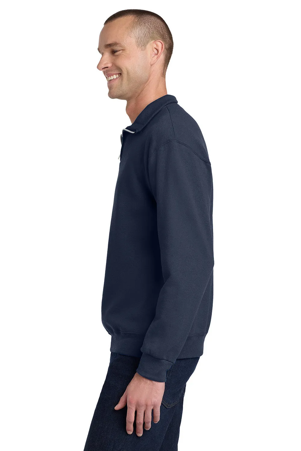 Jerzees Mens NuBlend Pill Resistant Fleece 1/4 Zip Sweatshirt - Navy Blue