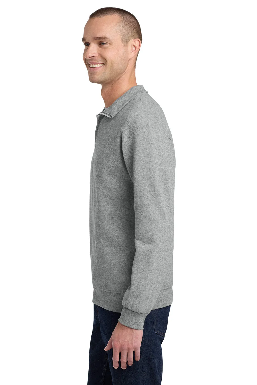 Jerzees Mens NuBlend Pill Resistant Fleece 1/4 Zip Sweatshirt - Oxford Grey