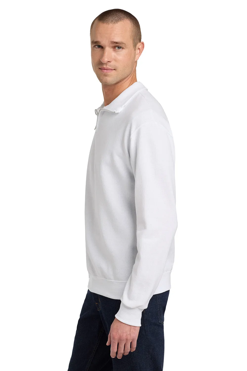 Jerzees Mens NuBlend Pill Resistant Fleece 1/4 Zip Sweatshirt - White