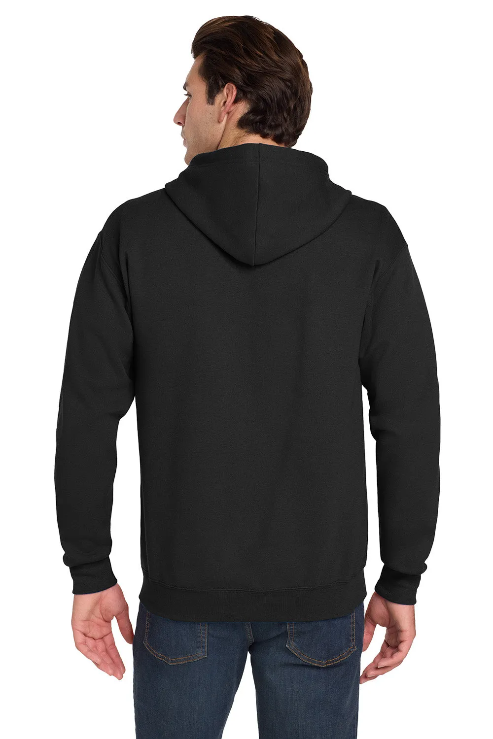 Jerzees Mens NuBlend Pill Resistant Fleece Full Zip Hooded Sweatshirt Hoodie w/ Pockets - Black