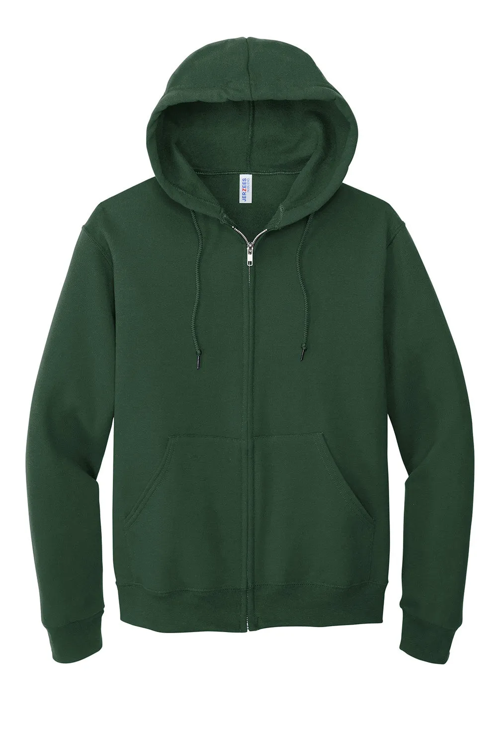Jerzees Mens NuBlend Pill Resistant Fleece Full Zip Hooded Sweatshirt Hoodie w/ Pockets - Forest Green